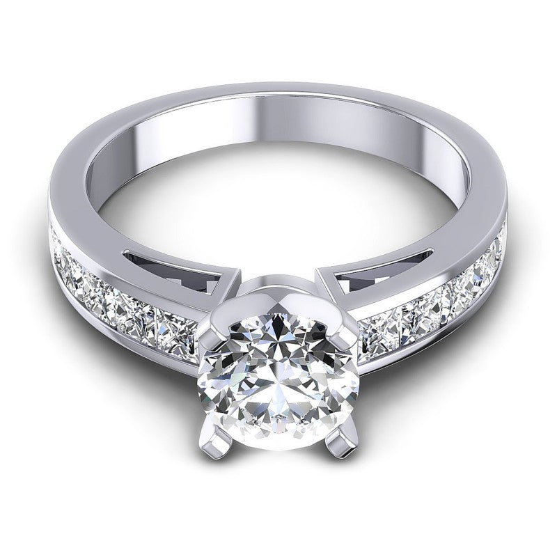 Princess and Round Diamonds 1.20CT Engagement Ring in 14KT Yellow Gold
