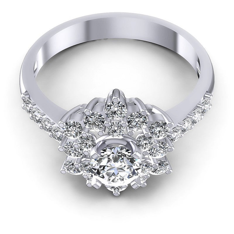 Round Diamonds 1.05CT Halo Ring in 14KT Yellow Gold