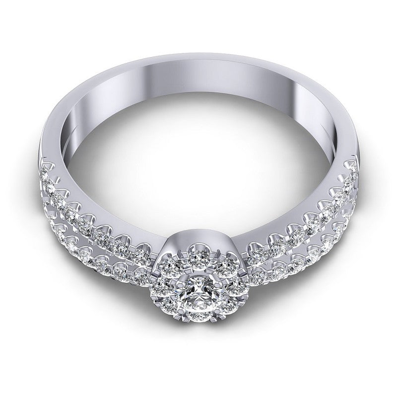 Round Diamonds 0.60CT Halo Ring in 14KT Yellow Gold