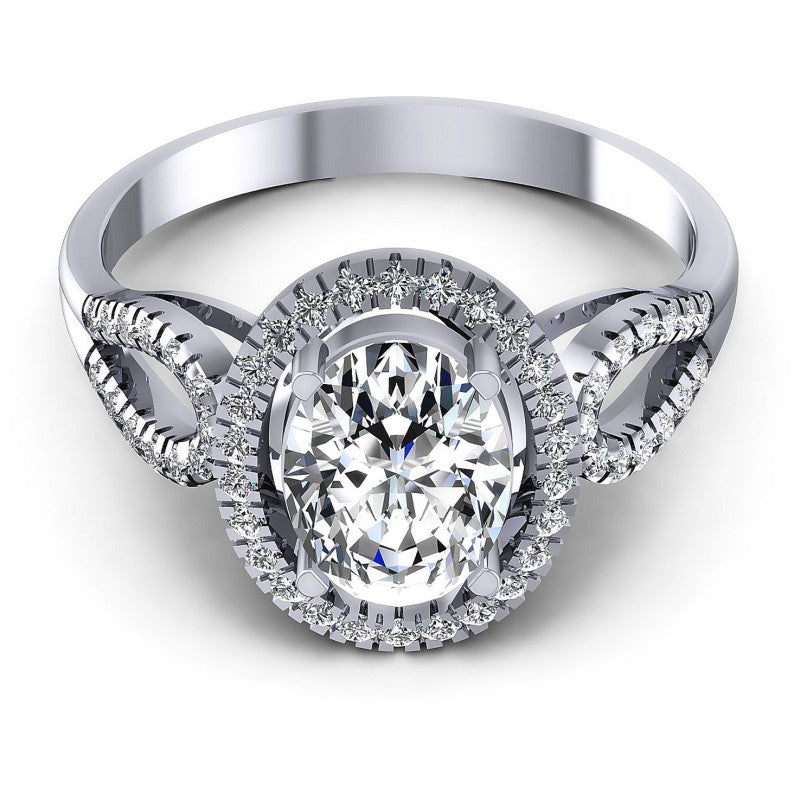 Round and Oval Diamonds 0.60CT Halo Ring in 14KT Yellow Gold