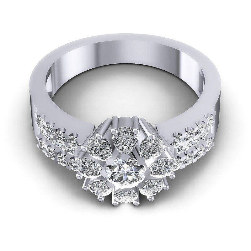 Princess and Round and Pear Diamonds 1.25CT Fashion Ring in 14KT Yellow Gold