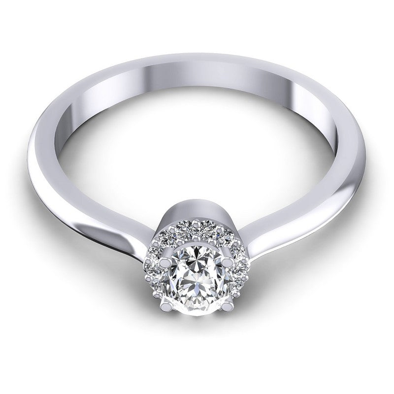 Round and Oval Diamonds 0.45CT Halo Ring in 14KT Yellow Gold
