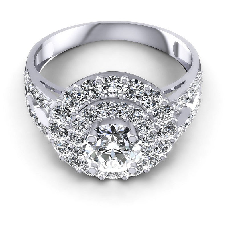 Round Diamonds 1.60CT Halo Ring in 14KT Yellow Gold