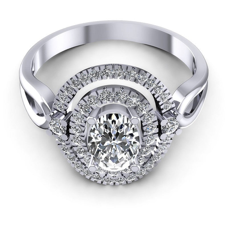 Round and Oval Diamonds 0.80CT Halo Ring in 14KT Yellow Gold
