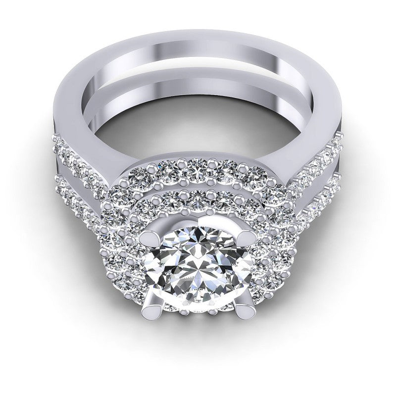Round Diamonds 1.40CT Halo Ring in 14KT Yellow Gold