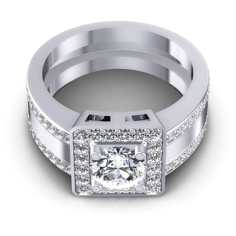 Round Diamonds 1.20CT Halo Ring in 14KT Yellow Gold