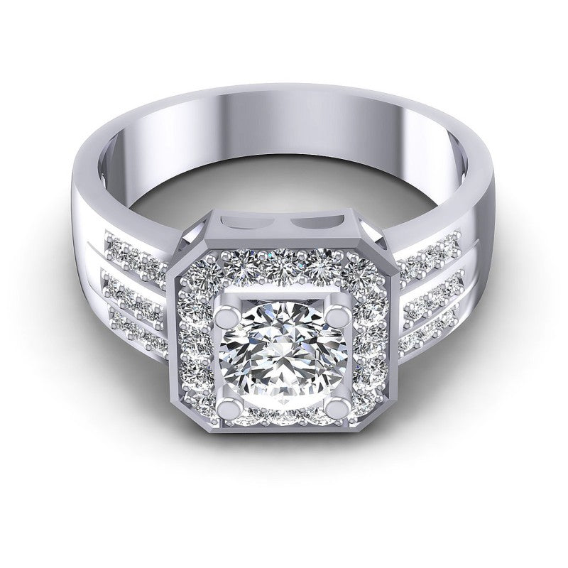 Round Diamonds 0.80CT Halo Ring in 14KT Yellow Gold