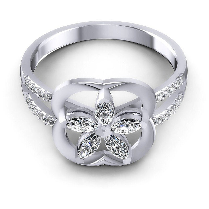 Round and Marquise Diamonds 0.40CT Fashion Ring in 14KT Yellow Gold