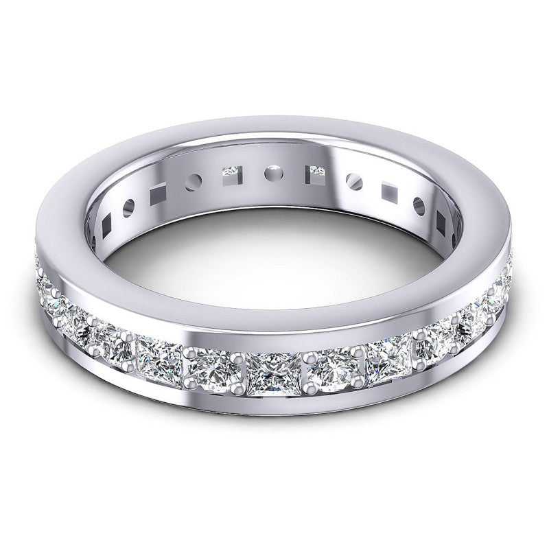 Princess and Round Diamonds 2.10CT Eternity Ring in 14KT Yellow Gold