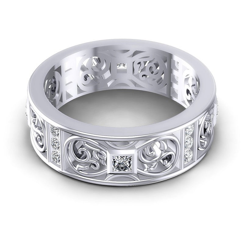 Princess and Round Diamonds 1.10CT Diamonds Wedding Band in 14KT Yellow Gold