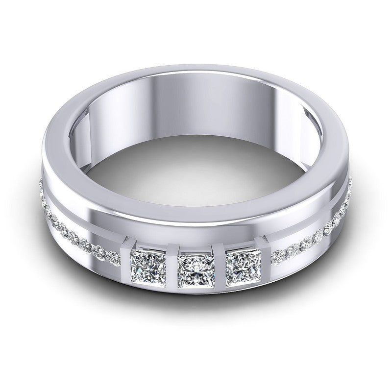Princess and Round Diamonds 0.45CT Diamonds Wedding Band in 14KT Yellow Gold