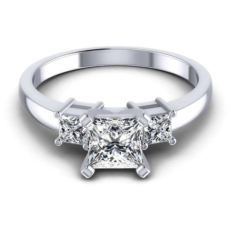 Princess Diamonds 1.00CT Three Stone Ring in 14KT Yellow Gold