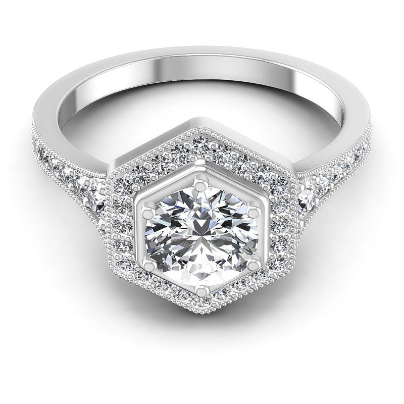 Round Diamonds 0.85CT Antique Ring in 14KT Yellow Gold