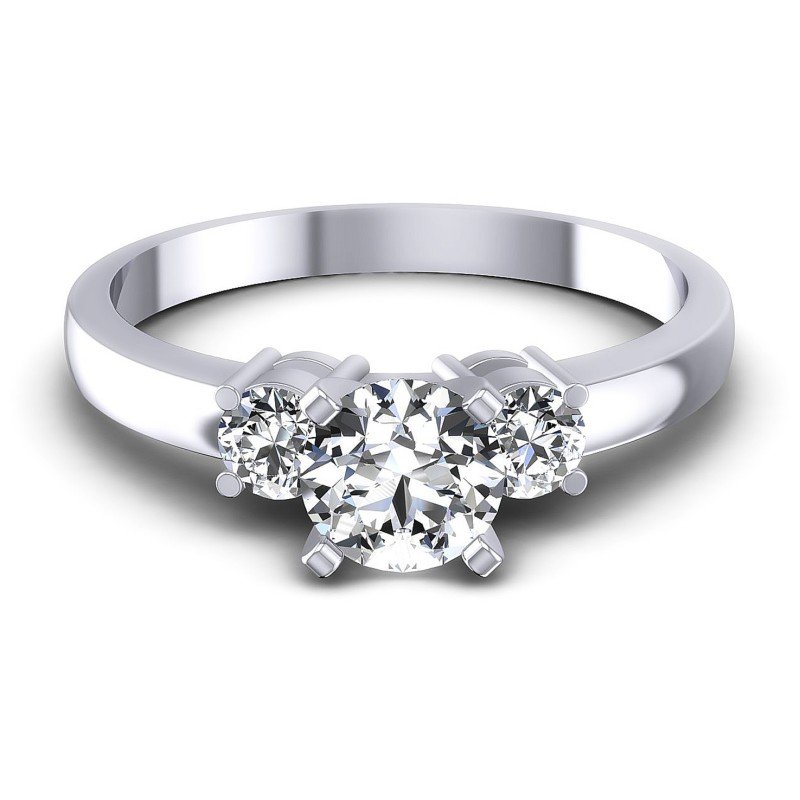 Round Diamonds 0.70CT Three Stone Ring in 14KT Yellow Gold