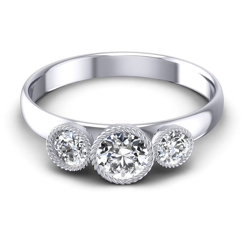 Round Diamonds 0.70CT Three Stone Ring in 14KT Yellow Gold