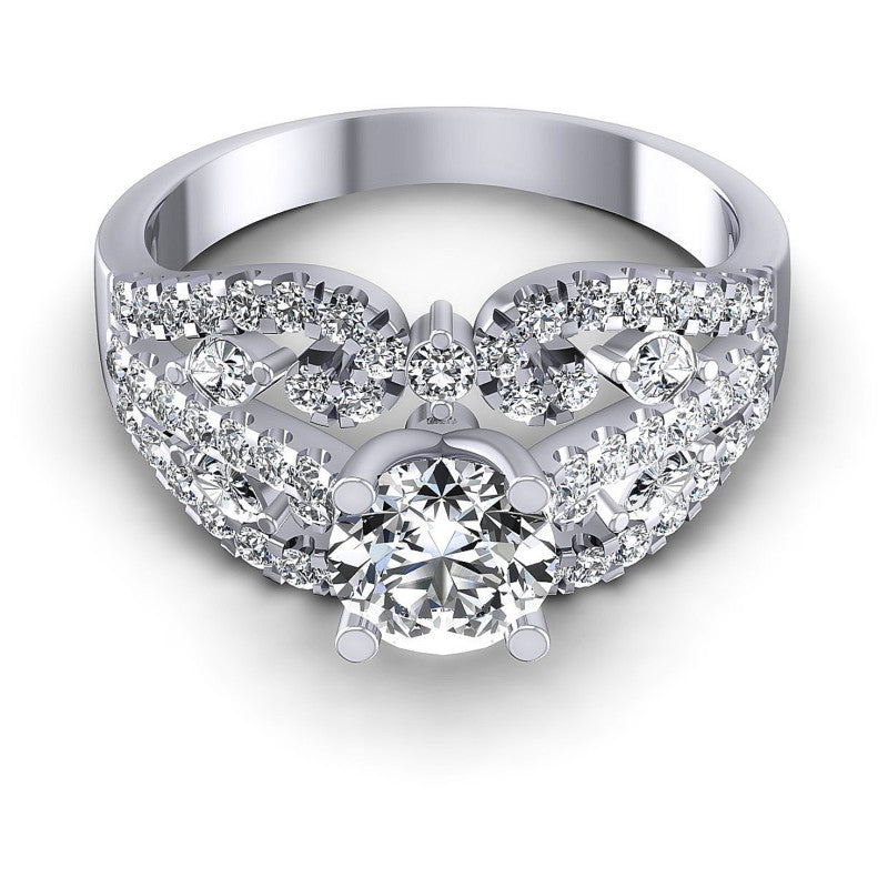 Round and Marquise Diamonds 1.25CT Engagement Ring in 14KT Yellow Gold