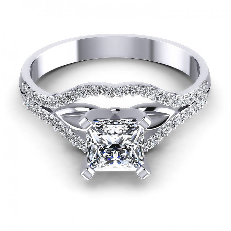 Princess and Round Diamonds 0.65CT Engagement Ring in 14KT Yellow Gold