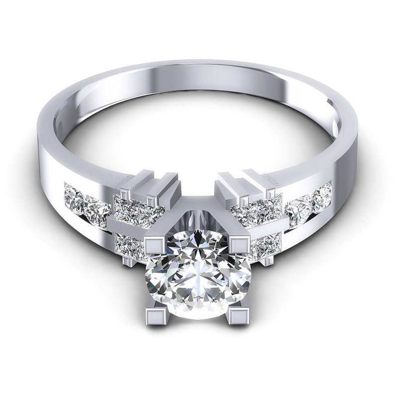 Princess and Round Diamonds 0.75CT Engagement Ring in 14KT Yellow Gold