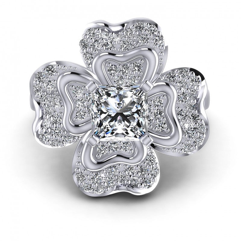 Princess and Round Diamonds 0.75CT Engagement Ring in 14KT Yellow Gold