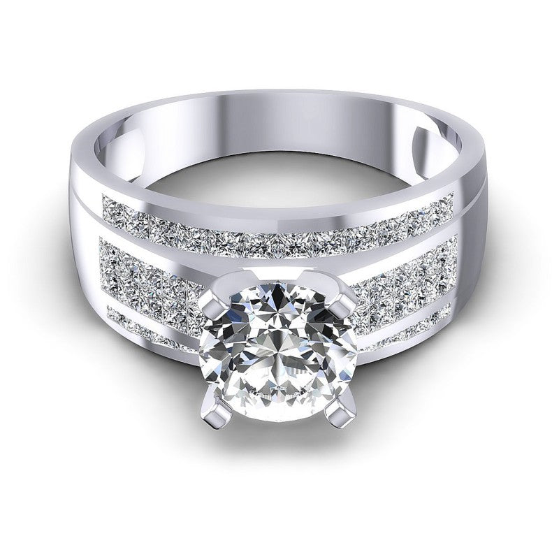 Princess and Round Diamonds 1.30CT Engagement Ring in 14KT Yellow Gold