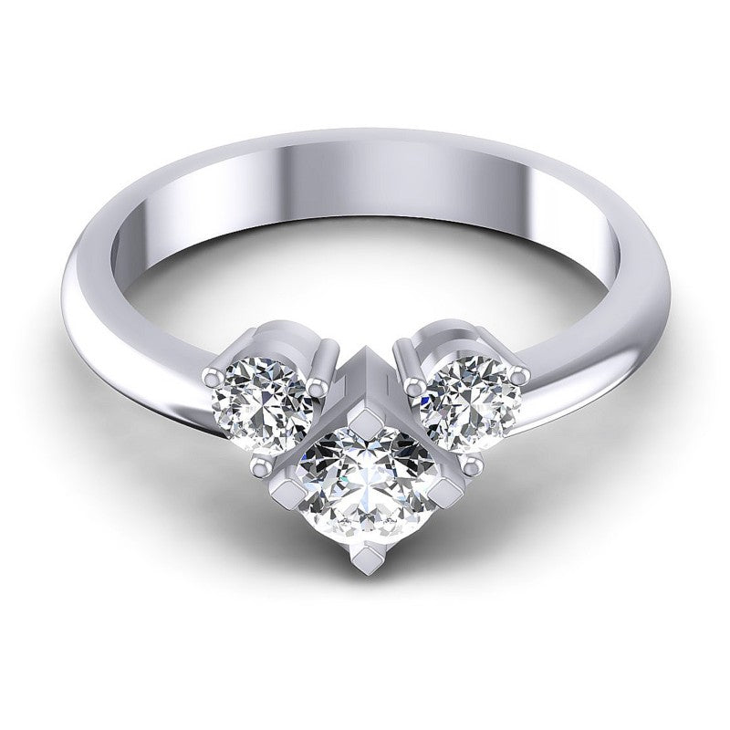 Round Diamonds 0.45CT Three Stone Ring in 14KT Yellow Gold