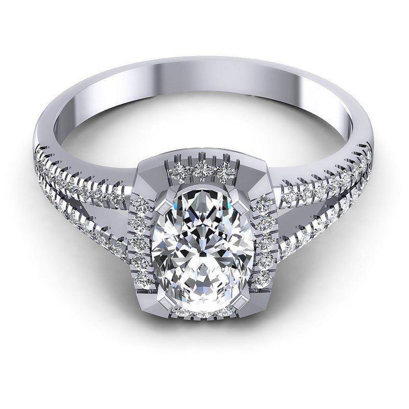 Round and Oval Diamonds 0.60CT Engagement Ring in 14KT Yellow Gold