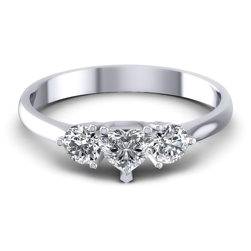 Round and Heart Diamonds 0.70CT Three Stone Ring in 14KT Yellow Gold