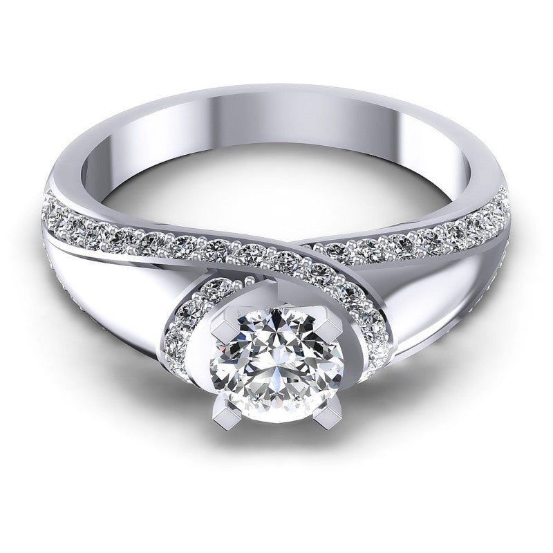 Round Diamonds 1.05CT Engagement Ring in 14KT Yellow Gold