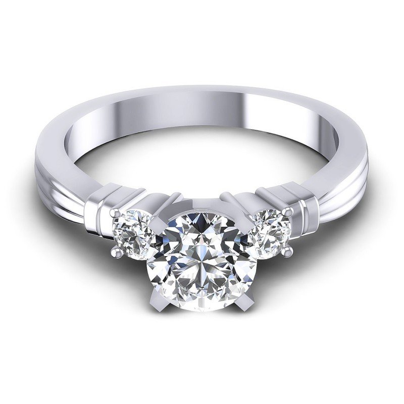 Round Diamonds 0.75CT Three Stone Ring in 14KT Yellow Gold
