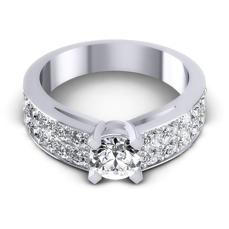 Round Diamonds 1.05CT Engagement Ring in 14KT Yellow Gold
