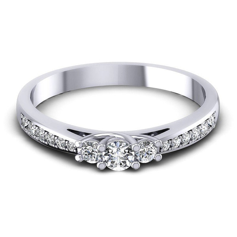 Round Diamonds 0.45CT Three Stone Ring in 14KT Yellow Gold