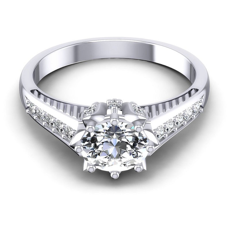 Round and Oval Diamonds 0.70CT Engagement Ring in 14KT Yellow Gold
