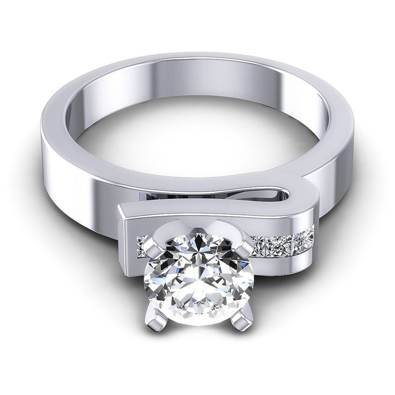 Princess and Round Diamonds 0.45CT Engagement Ring in 14KT Yellow Gold