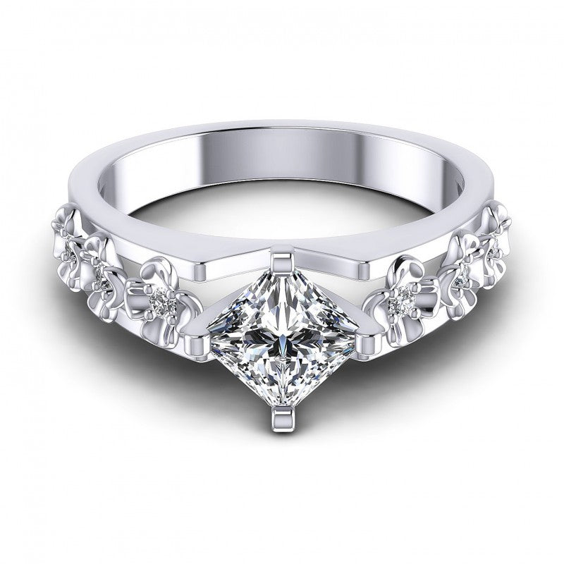 Princess and Round Diamonds 0.45CT Engagement Ring in 14KT Yellow Gold