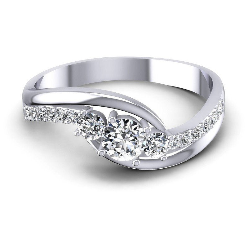 Round Diamonds 0.55CT Three Stone Ring in 14KT Yellow Gold