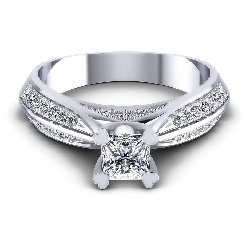 Princess and Round Diamonds 0.70CT Engagement Ring in 14KT Yellow Gold