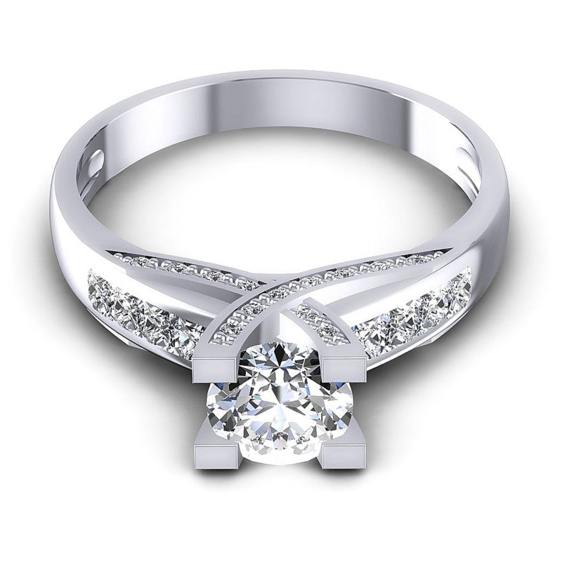 Princess and Round Diamonds 1.00CT Engagement Ring in 14KT Yellow Gold