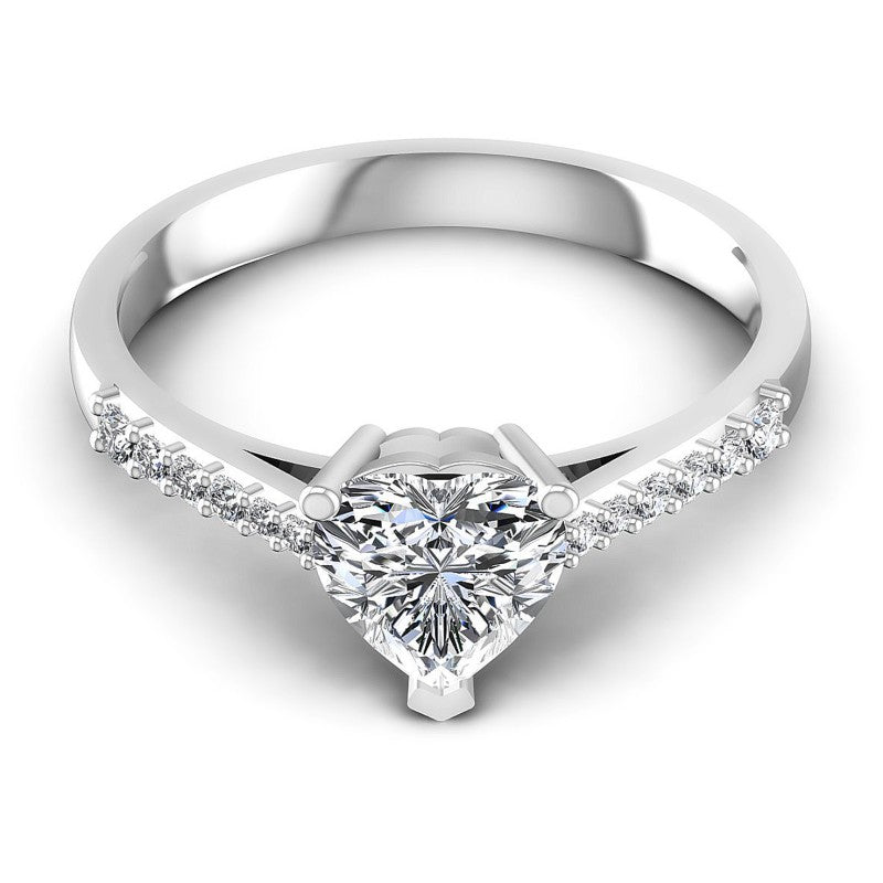 Round and Heart Diamonds 0.55CT Engagement Ring in 14KT Yellow Gold