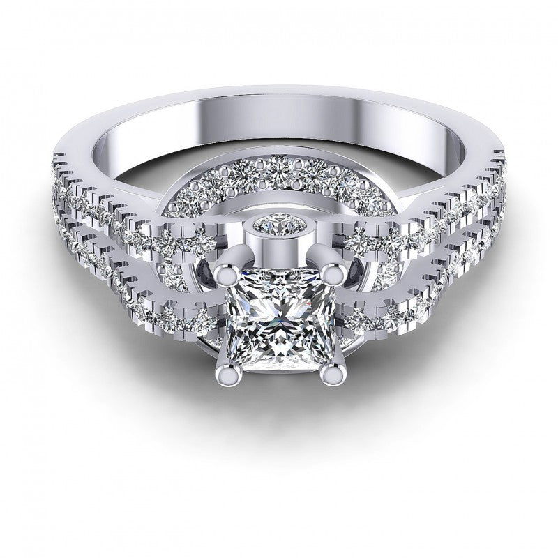 Princess and Round Diamonds 1.00CT Engagement Ring in 14KT Yellow Gold
