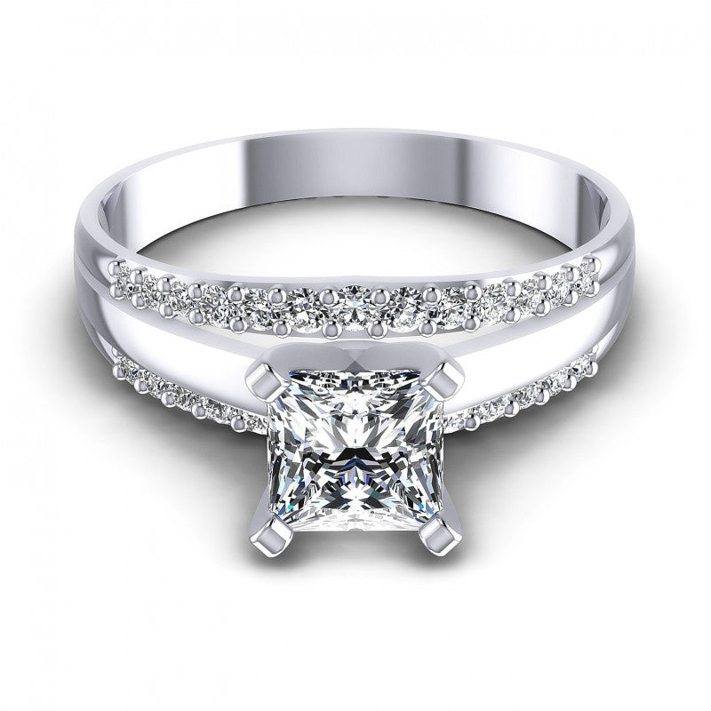 Princess and Round Diamonds 0.65CT Engagement Ring in 14KT Yellow Gold