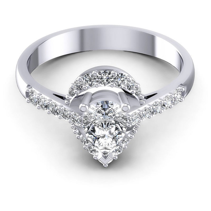 Round and Pear Diamonds 0.65CT Engagement Ring in 14KT Yellow Gold