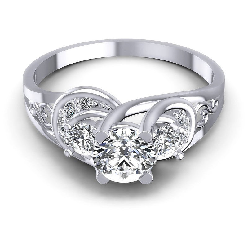 Round Diamonds 0.85CT Three Stone Ring in 14KT Yellow Gold