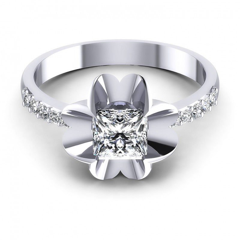 Princess and Round Diamonds 0.55CT Engagement Ring in 14KT Yellow Gold