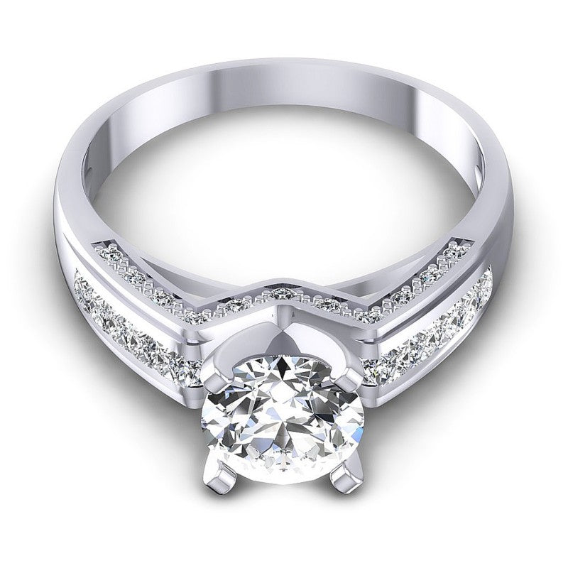 Princess and Round Diamonds 0.80CT Engagement Ring in 14KT Yellow Gold