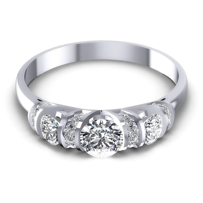 Round Diamonds 0.85CT Three Stone Ring in 14KT Yellow Gold