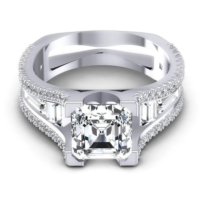 Baguette and Princess and Round Diamonds 1.80CT Engagement Ring in 14KT Yellow Gold