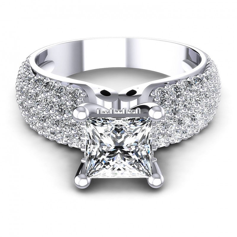 Princess and Round Diamonds 1.35CT Engagement Ring in 14KT Yellow Gold