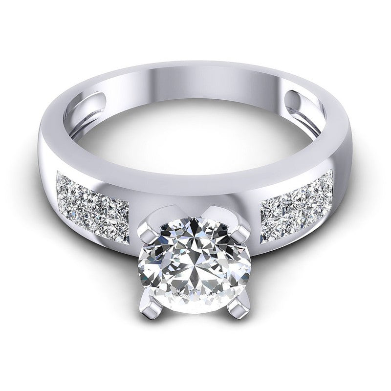 Princess and Round Diamonds 0.75CT Engagement Ring in 14KT Yellow Gold