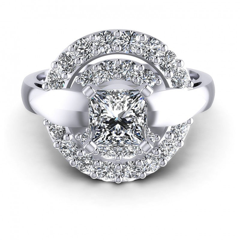 Princess and Round Diamonds 1.25CT Engagement Ring in 14KT Yellow Gold