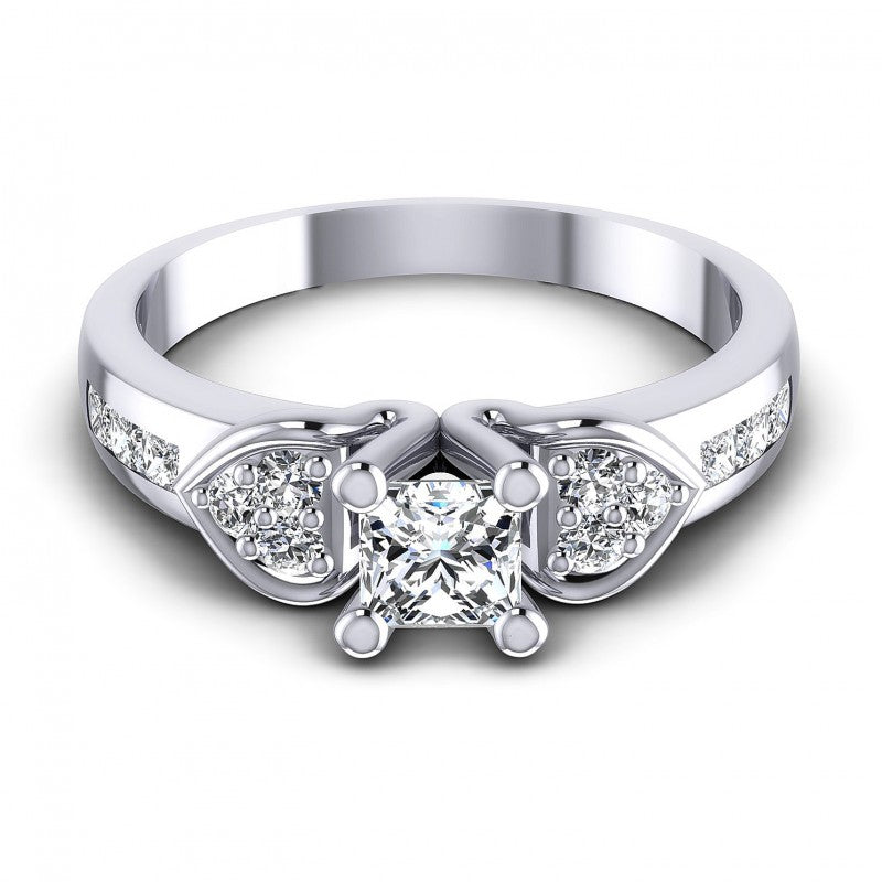 Princess and Round Diamonds 0.75CT Engagement Ring in 14KT Yellow Gold